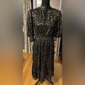 Ina black and gold halter midi dress size M